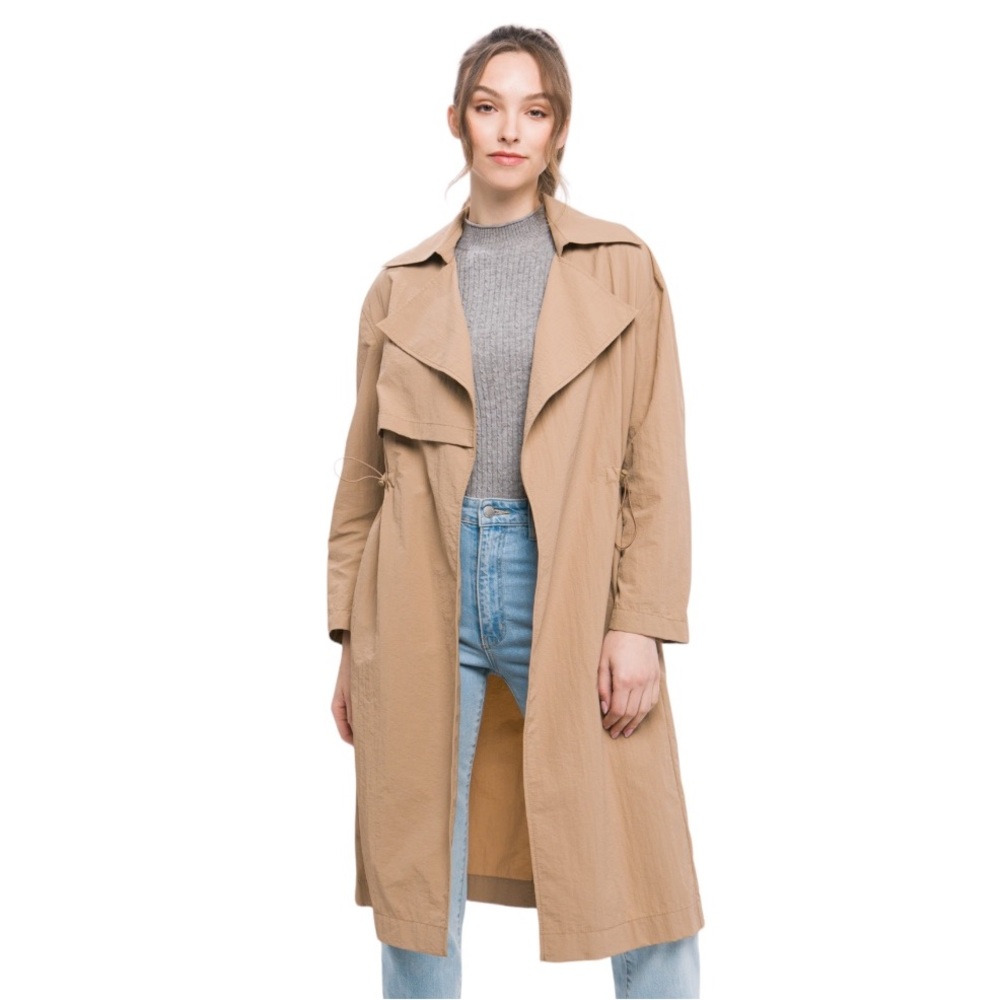 Khaki Lightweight Trench Coat W/Toggle Detail NWT